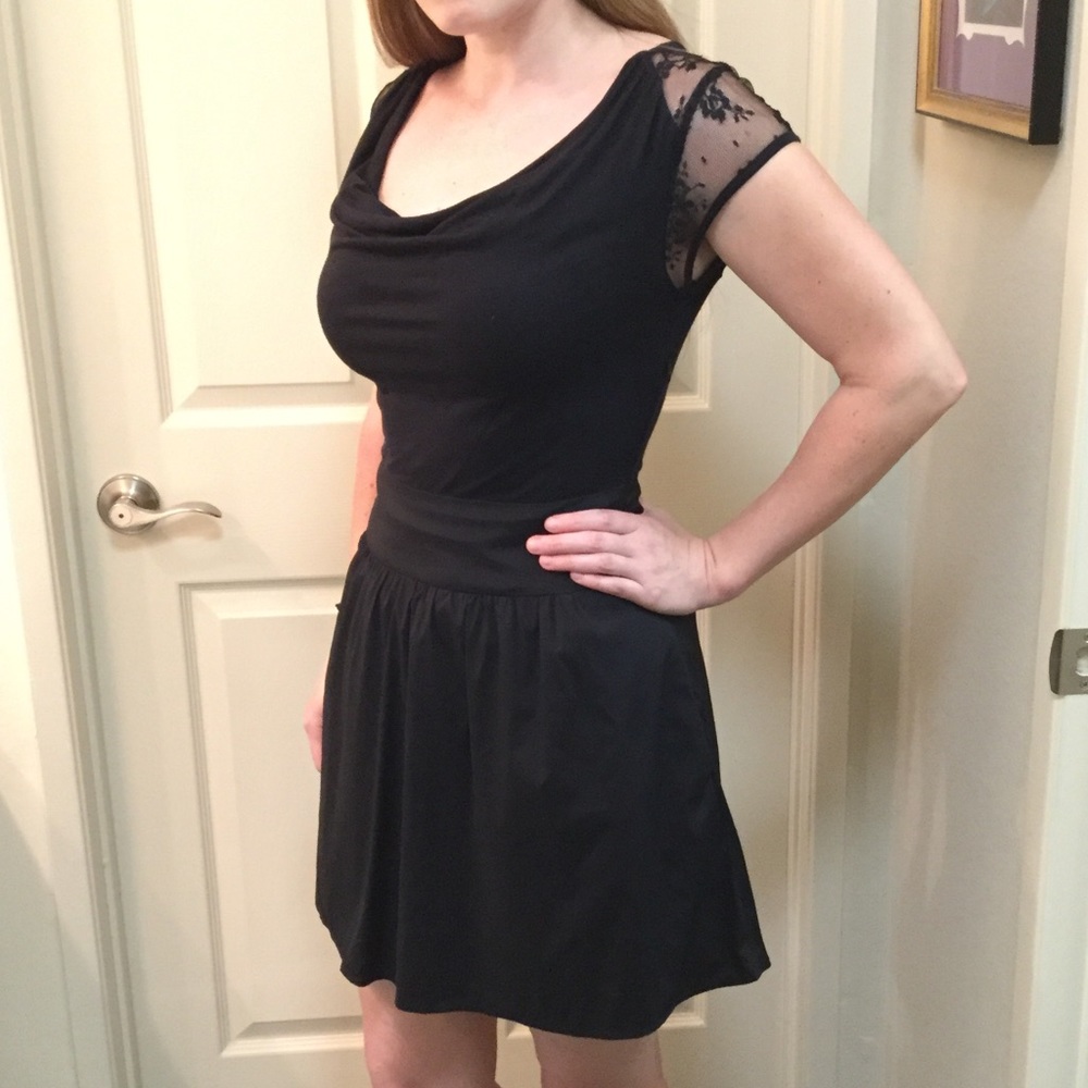 EUC Express sexy little black dress with lace back