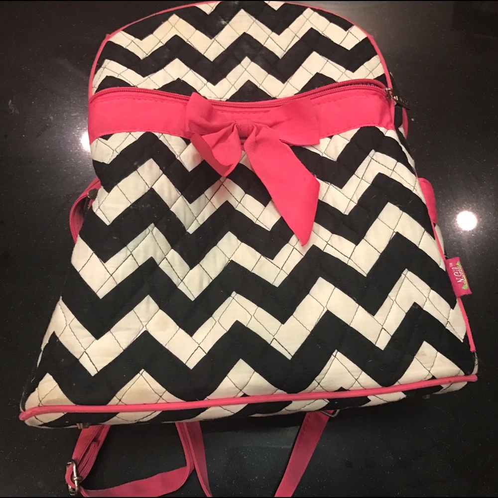 Chevron Pink Bow School Bag 🌸🎀