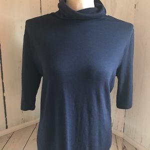 Navy blue short sleeve turtleneck
