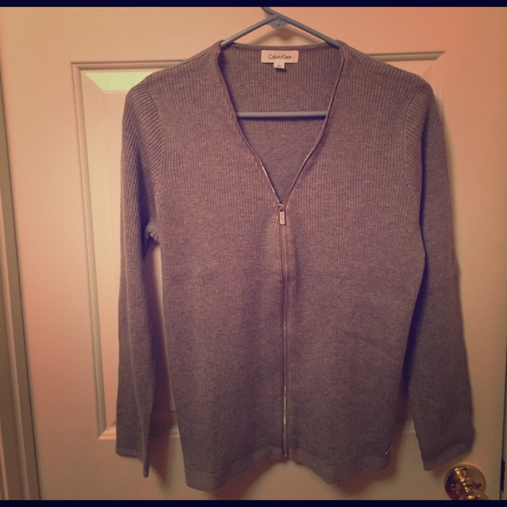 Grey zip up sweater