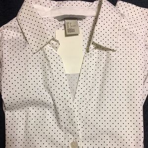 White polka dot button up blouse