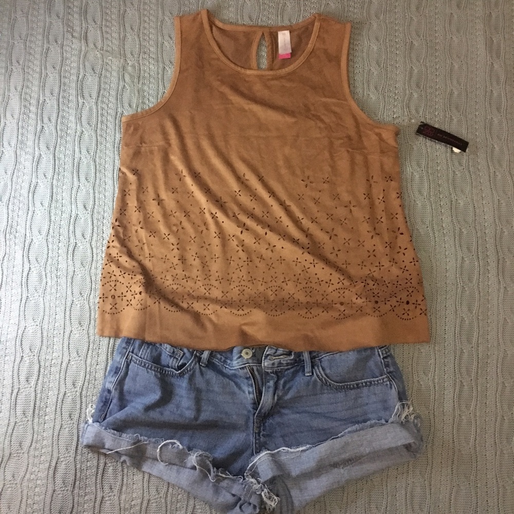 Faux Suede Camel Top