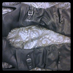 Smoke grey knee boots