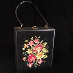 Vintage black cross stitch purse.