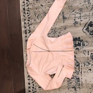 Pink peplum motor jacket