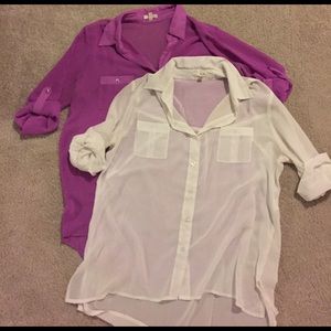 TWO chiffon button up shirts from urban outfitters