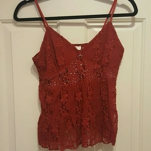 Candies Red Lace with embellishment top