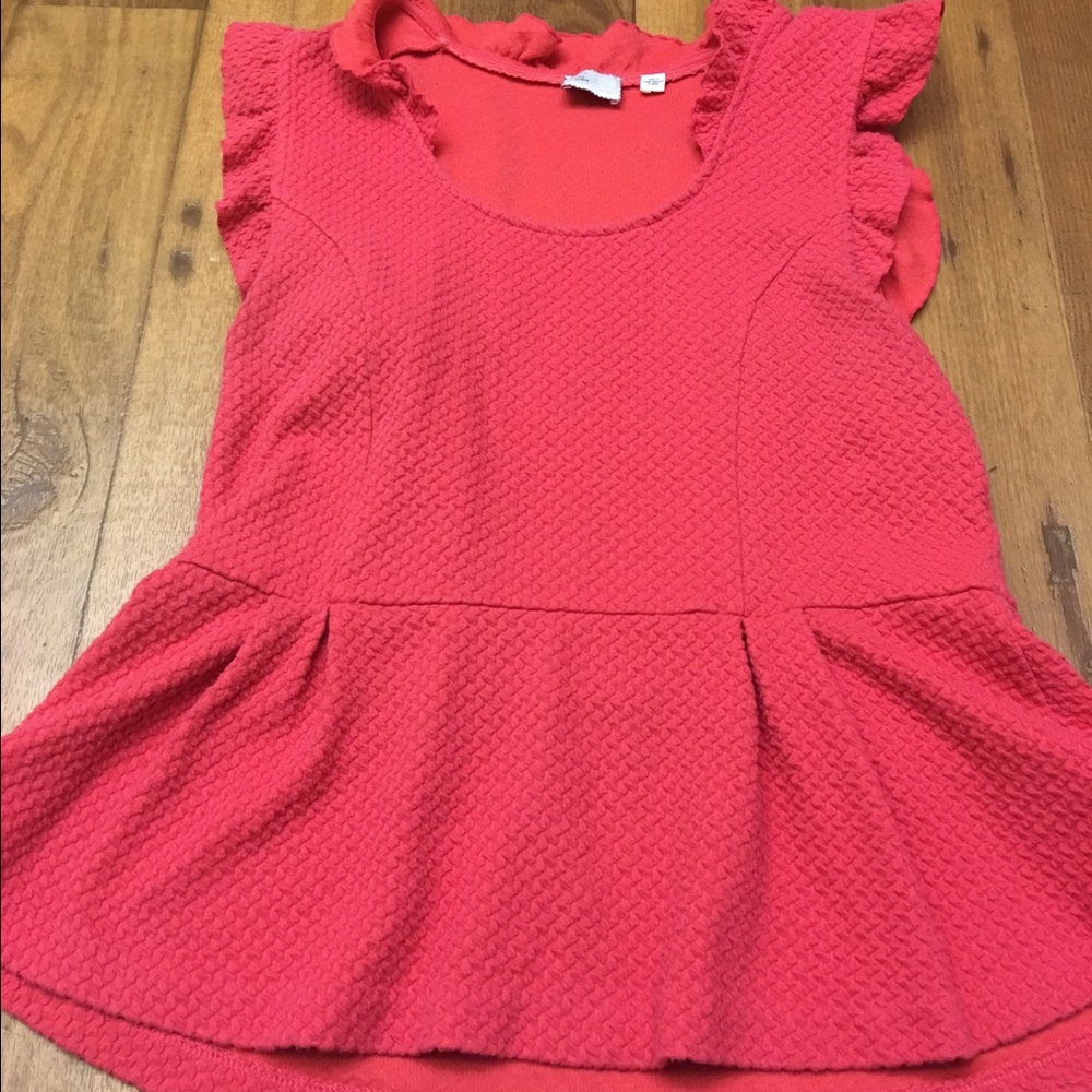 Soft reddish coral  textured peplum top