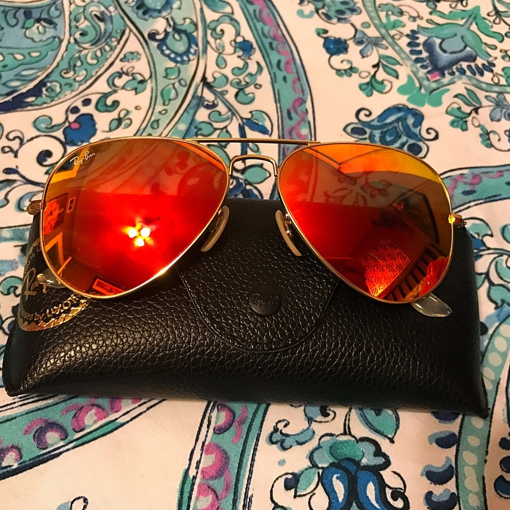Ray-Ban Orange Flash Gold Aviator Sunglasses