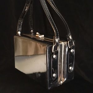 Vintage black patent/vinyl box purse.