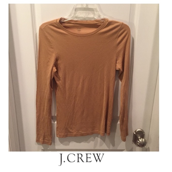 J. Crew Tops - J. Crew Tan Long Sleeve Cotton Fitted Tee