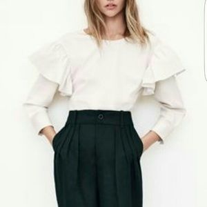 Brand new white zara blouse with frilled sleeves!