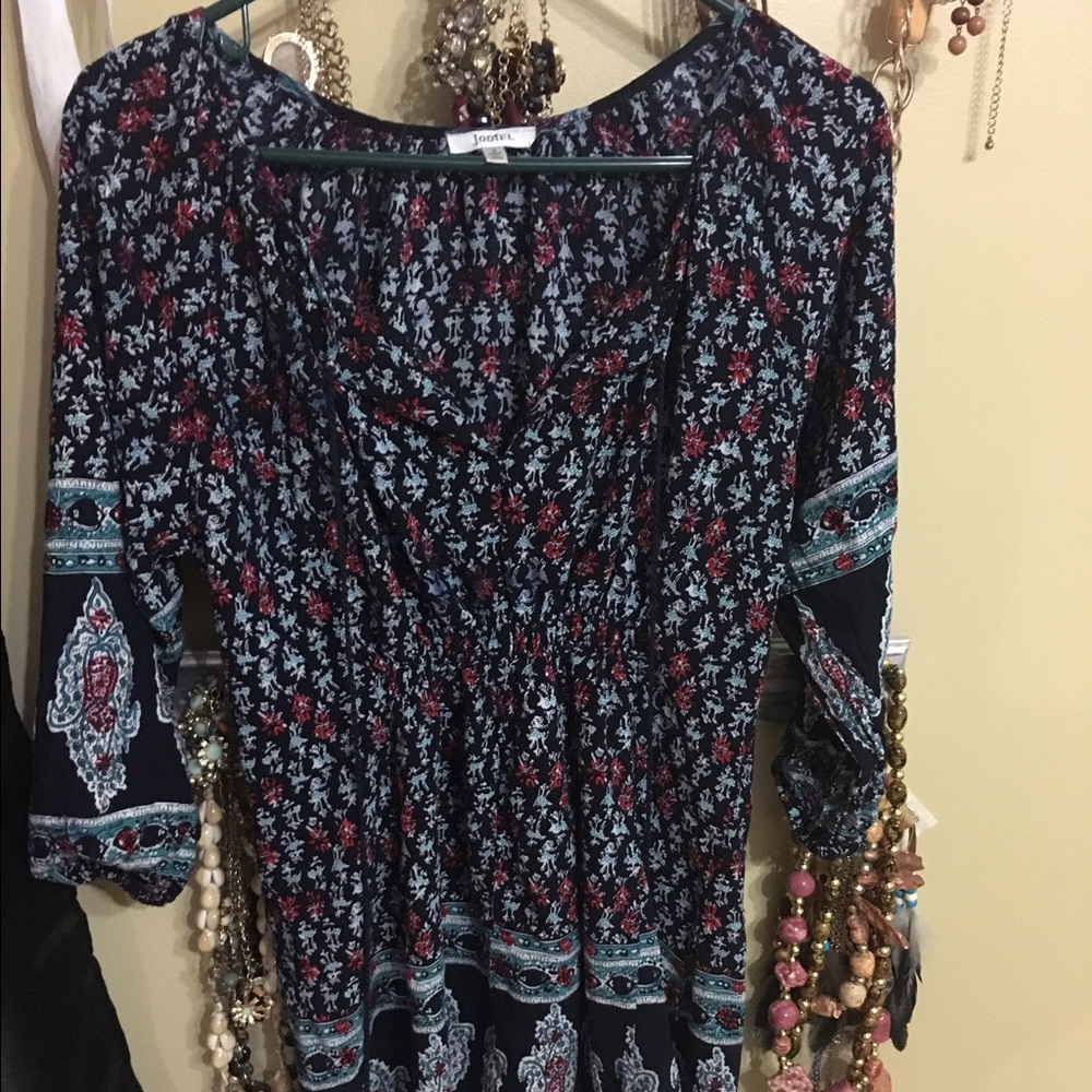 Printed navy dress / tunic. M fits like S