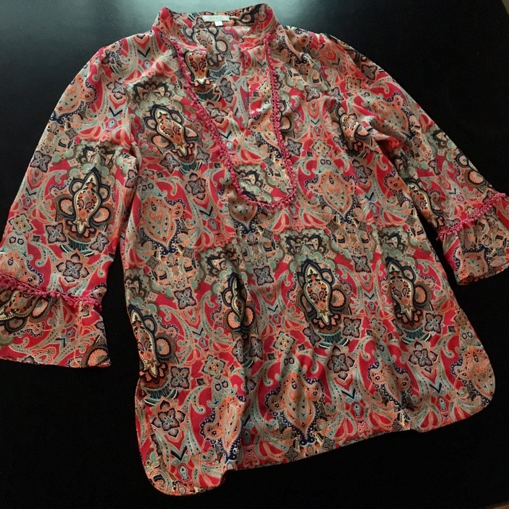 Jade Melody Tram Damask Pattern Blouse