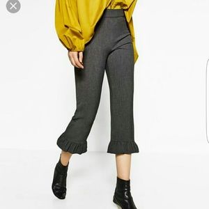 Brand new zara frilled trousers gray! Size S!