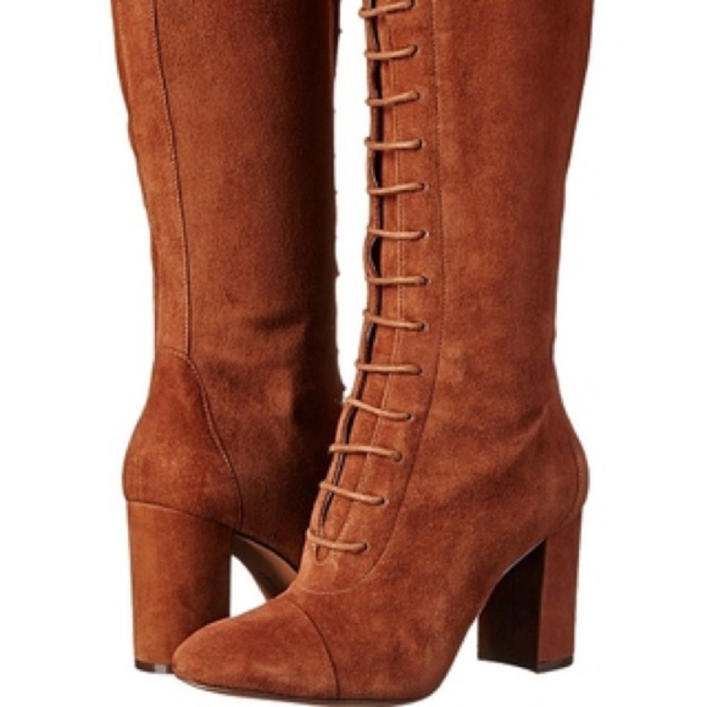 Size 10.5 Nine West Waterfall Lace Up Boots Tan