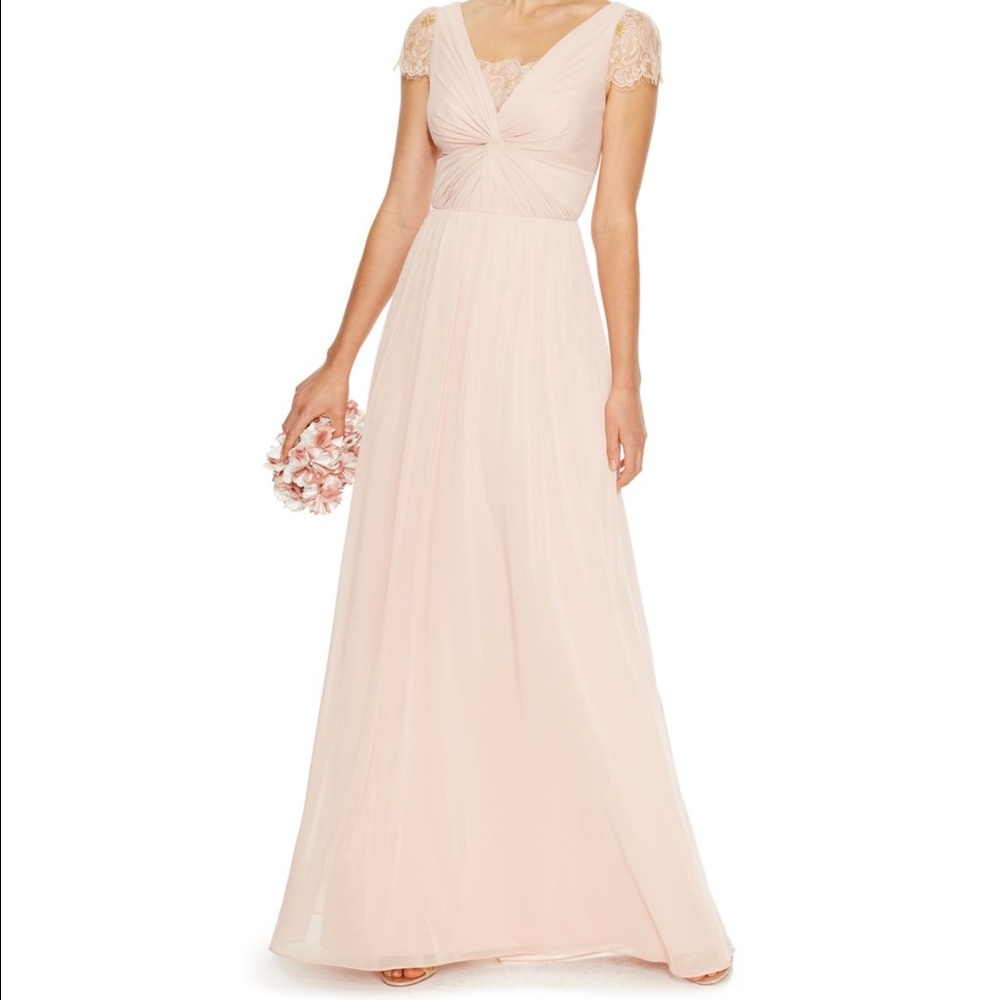 Adrianna Papell Lace Inset Twist-Front Gown