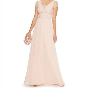 Adrianna Papell Lace Inset Twist-Front Gown
