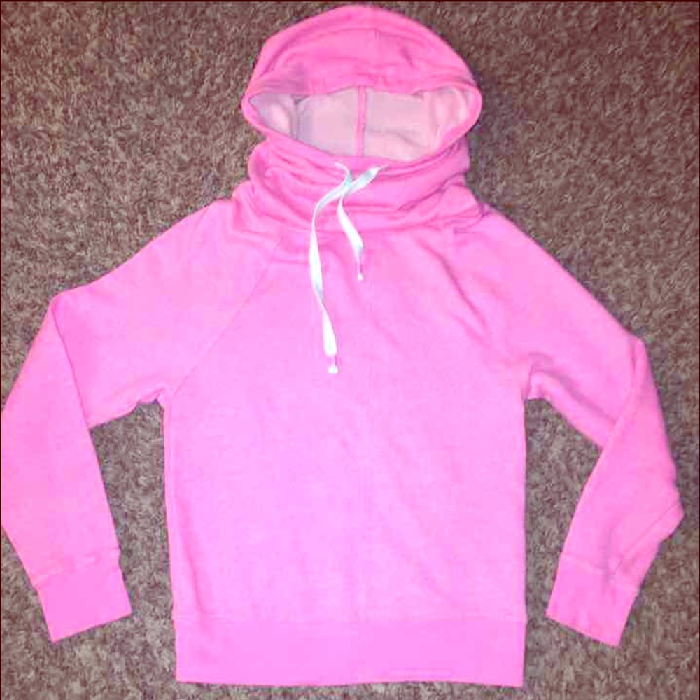 Bright Pink Cowl Neck Hoodie XS
