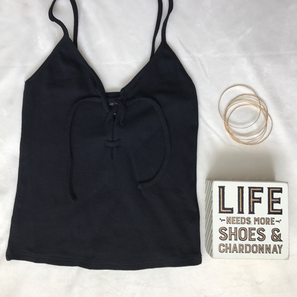 • Topshop Tie-Up Crop Top • - Picture 2 of 5