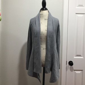 White House Black Market Gray Open Cardigan