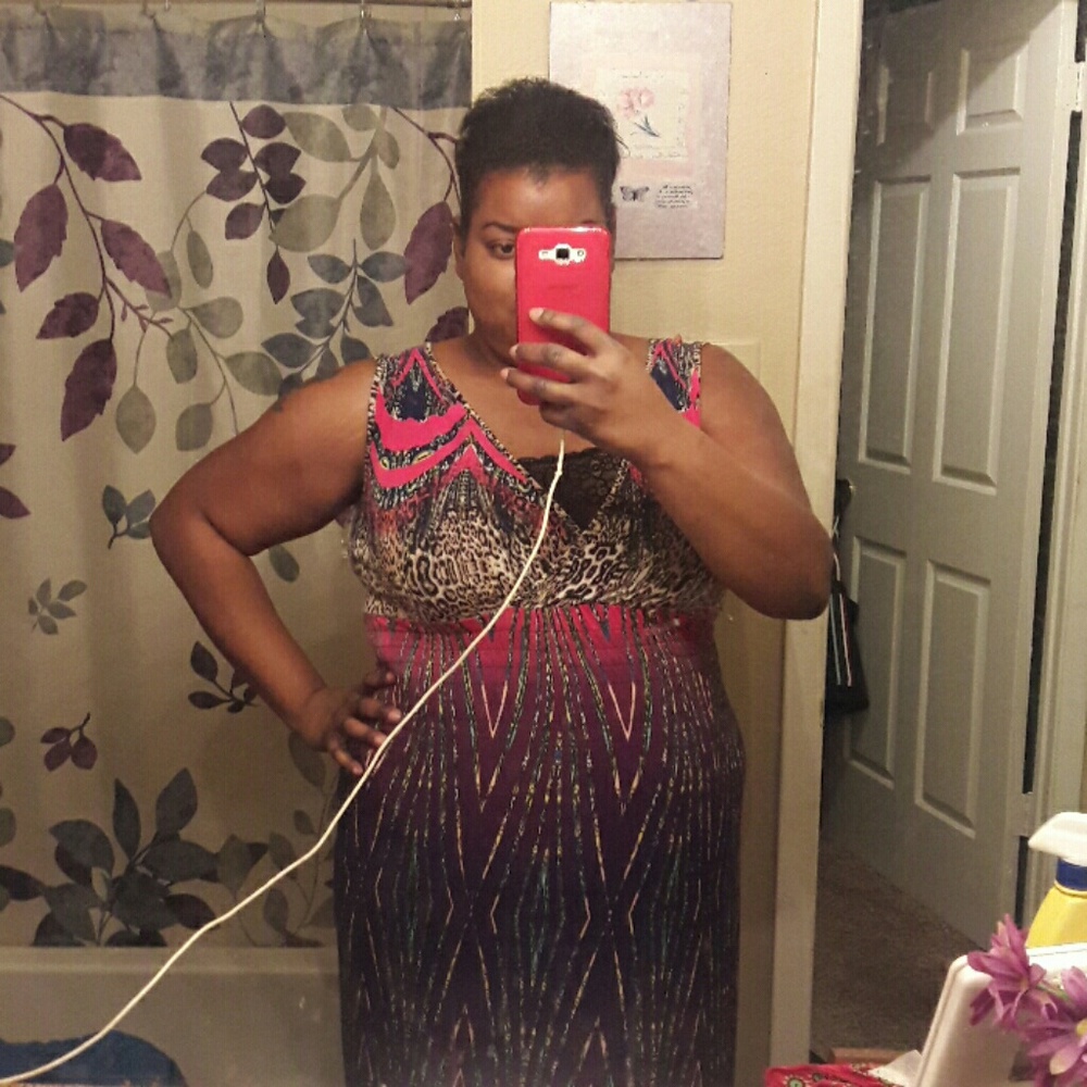 New Plus Animal Print Maxi Dress