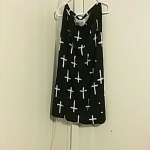 Black cross pencil skirt