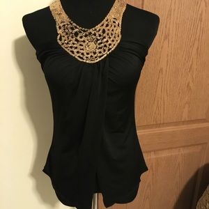 💋Sexy Black with Gold Sequence Top Fredericks