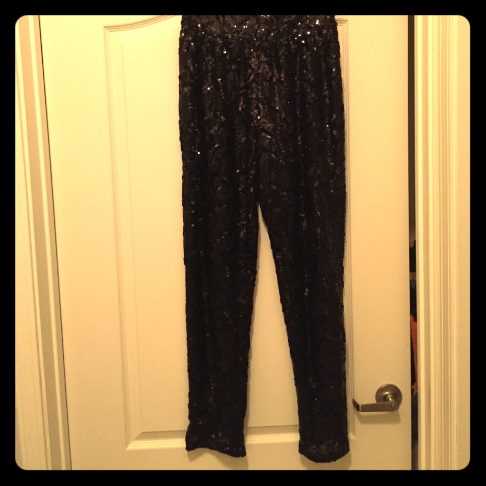 High waist sequin pants