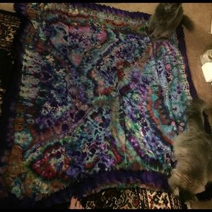 Large tie dye rainbow mermaid shawl, scarf  🌈