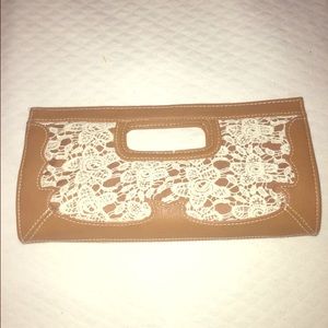 Crocheted floral clutch purse