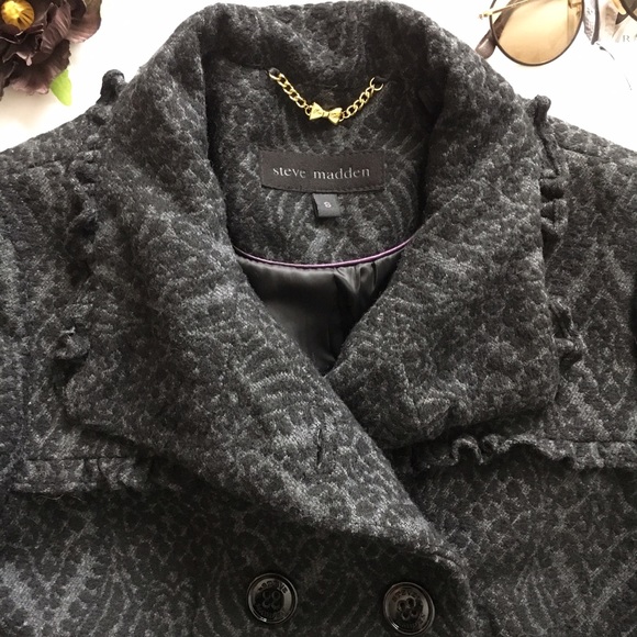 Steve Madden Black Pea Coat - Picture 3 of 5