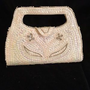 Vintage white beaded purse