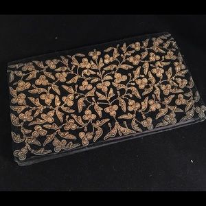 Vintage beaded black velvet clutch