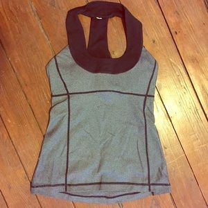 Lululemon Micro stripe T-back Work out Tank w bra