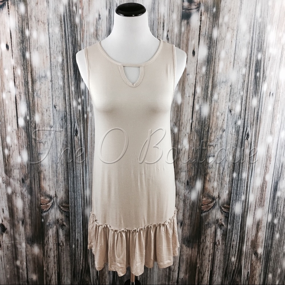 🎉CLEARANCE🎉 Mocha Keyhole Ruffle Tank Mini Dress - Picture 2 of 3