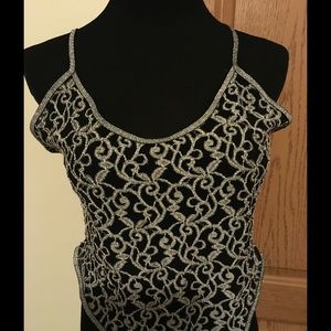 Sexy & Sparkle Black & Silver Cami Bodysuit
