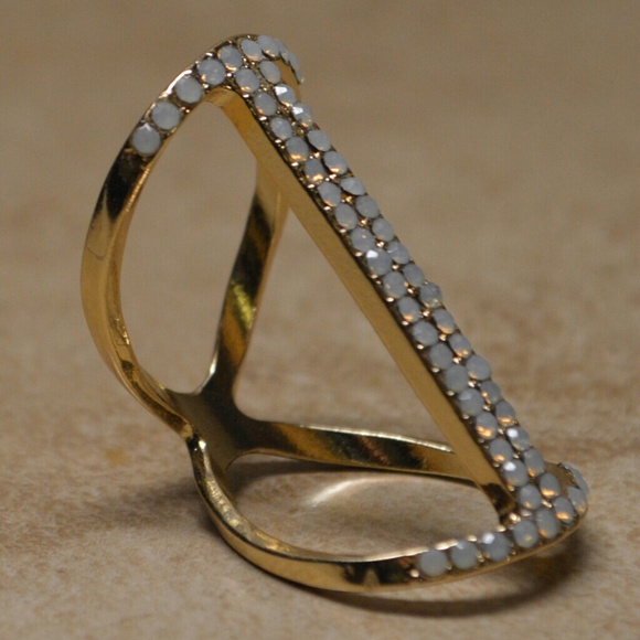 Brand New Gold Midi Knuckle Pave Bar Ring - Picture 2 of 4