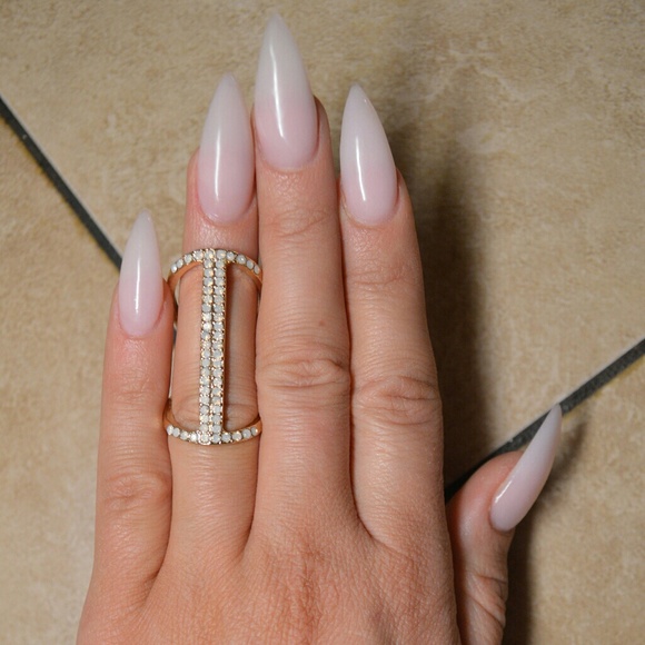 Brand New Gold Midi Knuckle Pave Bar Ring - Picture 4 of 4