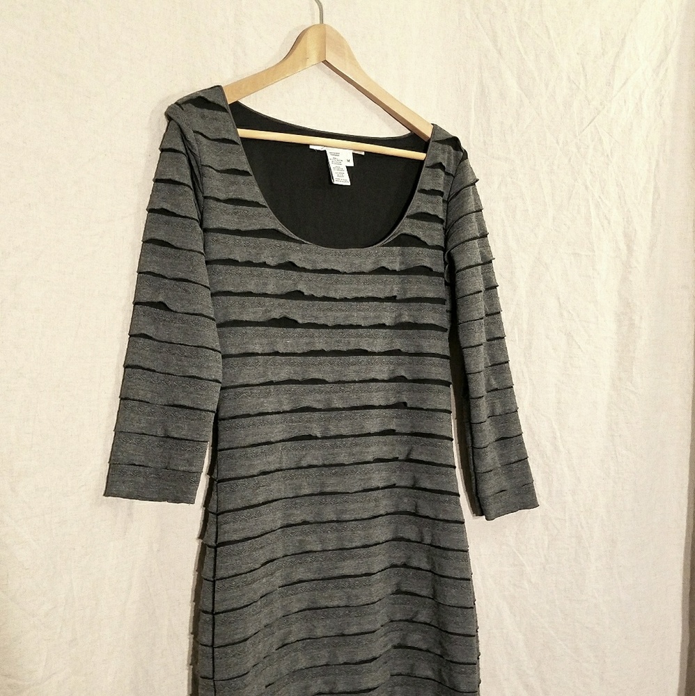Max Studio Grey Ruffled Dress - Picture 3 of 5
