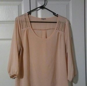 Very cute sheer blouse with detail on shoulder