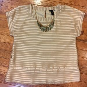 H&M silky champagne striped blouse