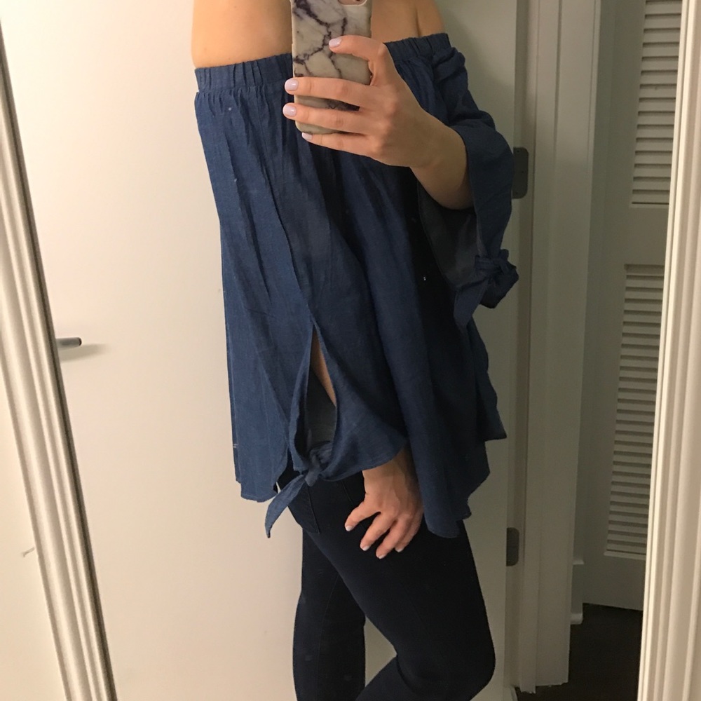 Chambray off the shoulder top