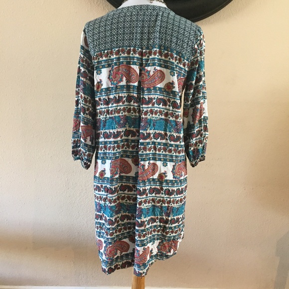 Umgee teal paisley print boho top/tunic - Picture 4 of 8