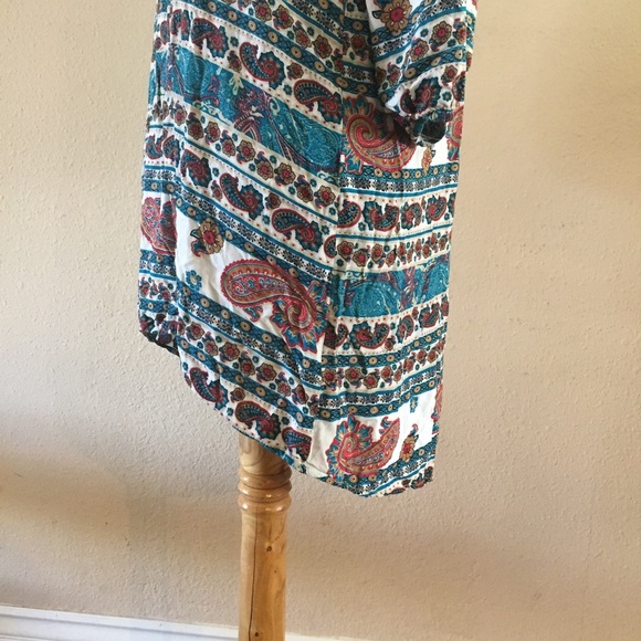 Umgee teal paisley print boho top/tunic - Picture 5 of 8
