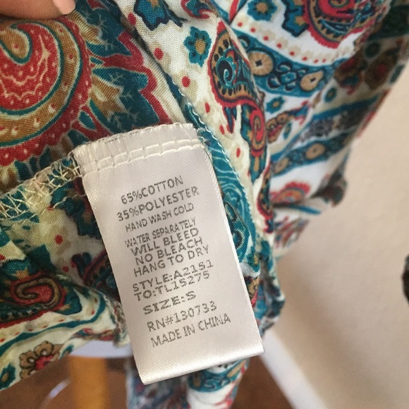 Umgee teal paisley print boho top/tunic - Picture 7 of 8