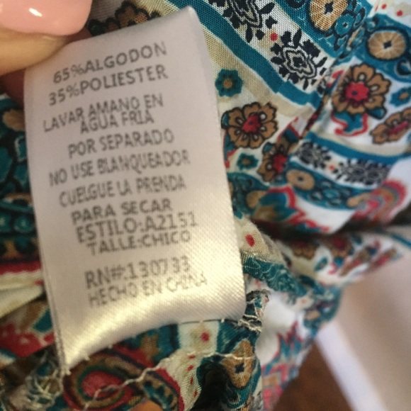 Umgee teal paisley print boho top/tunic - Picture 8 of 8