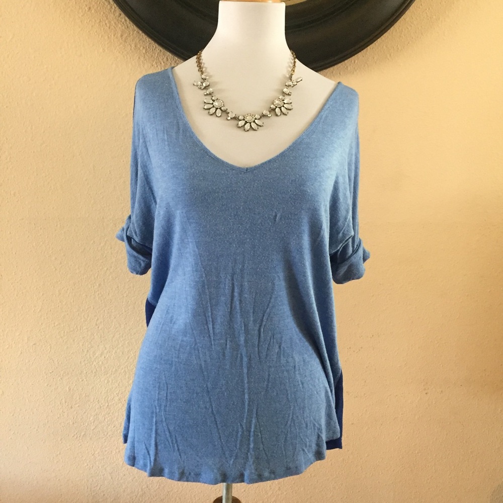 Lost April blue top w/ Sheer back