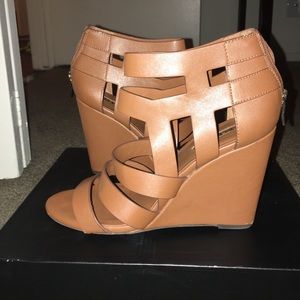 BCBG Generation brown leather wedges -Size 9