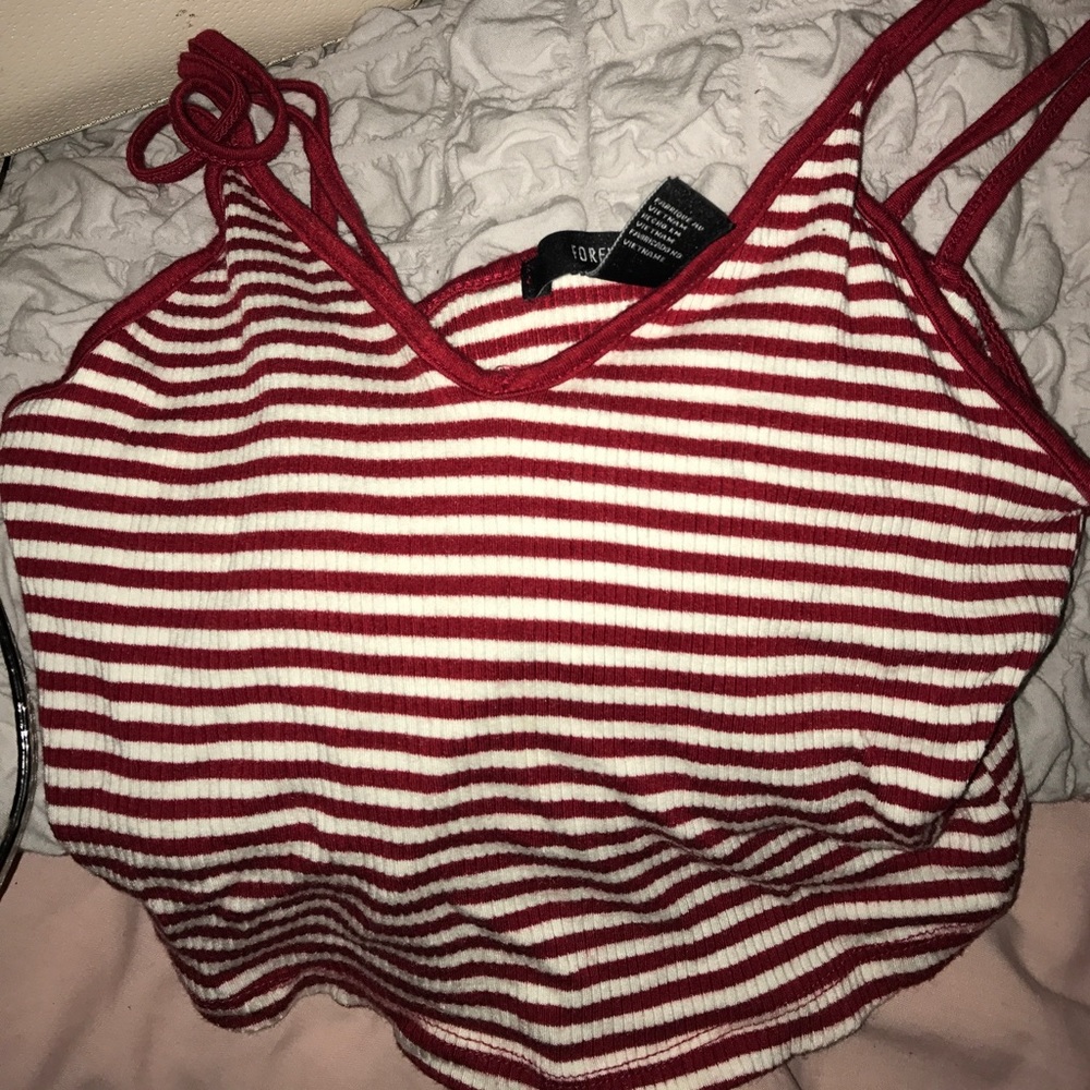 Red striped small crop top